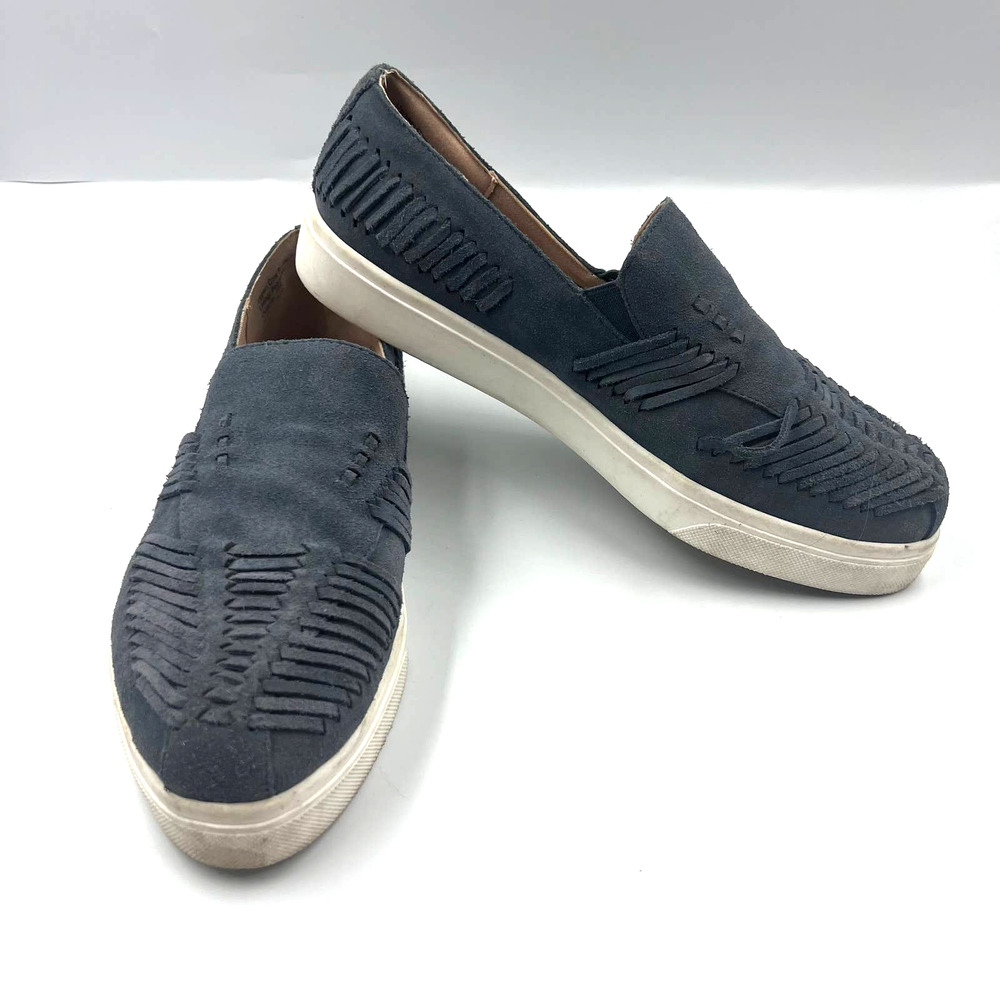 Sole Society‎ Woven Gray Blue Cow Suede Casual Loafer Leather Slip On Women's 10